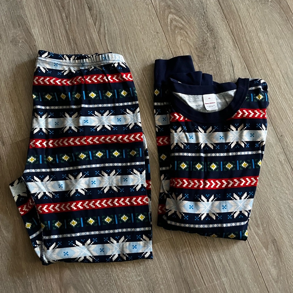 Hanna Andersson Adult Scandi Snowflake Fairisle Holiday Long John Pajamas XXL